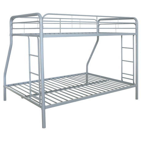 Carson Glossy Silver Metal Twin Over Full Bunk Bed - Ornate Home