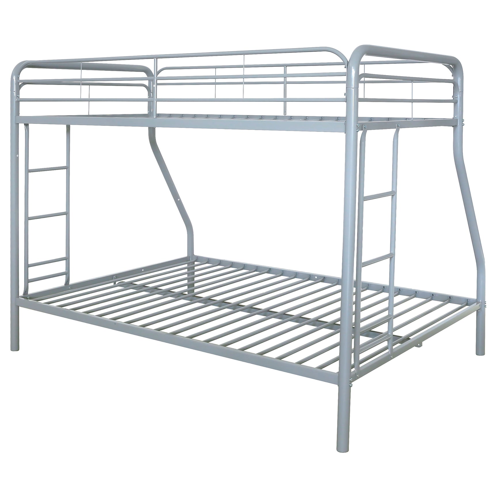 Carson Glossy Silver Metal Twin Over Full Bunk Bed - Ornate Home