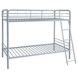 Carson Glossy Silver Metal Twin Over Twin Bunk Bed - Ornate Home