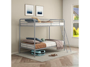 Carson Glossy Silver Metal Twin Over Twin Bunk Bed - Ornate Home
