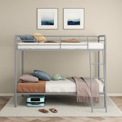 Carson Glossy Silver Metal Twin Over Twin Bunk Bed - Ornate Home