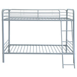 Carson Glossy Silver Metal Twin Over Twin Bunk Bed - Ornate Home