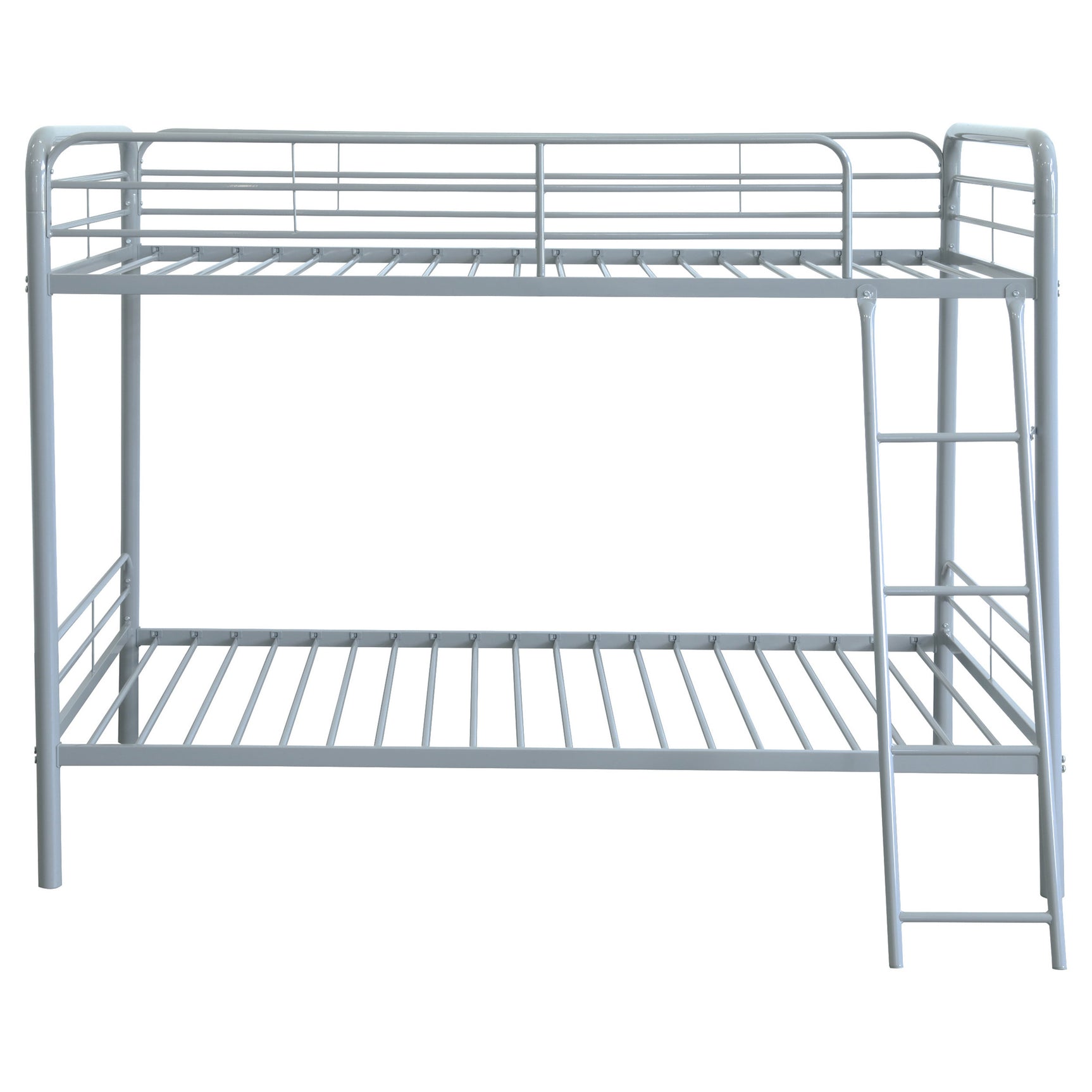 Carson Glossy Silver Metal Twin Over Twin Bunk Bed - Ornate Home