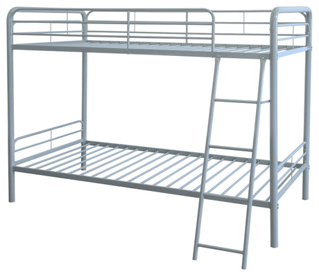 Carson Glossy Silver Metal Twin Over Twin Bunk Bed - Ornate Home
