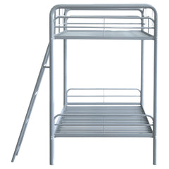 Carson Glossy Silver Metal Twin Over Twin Bunk Bed - Ornate Home