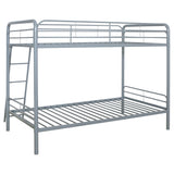 Carson Glossy Silver Metal Twin Over Twin Bunk Bed - Ornate Home