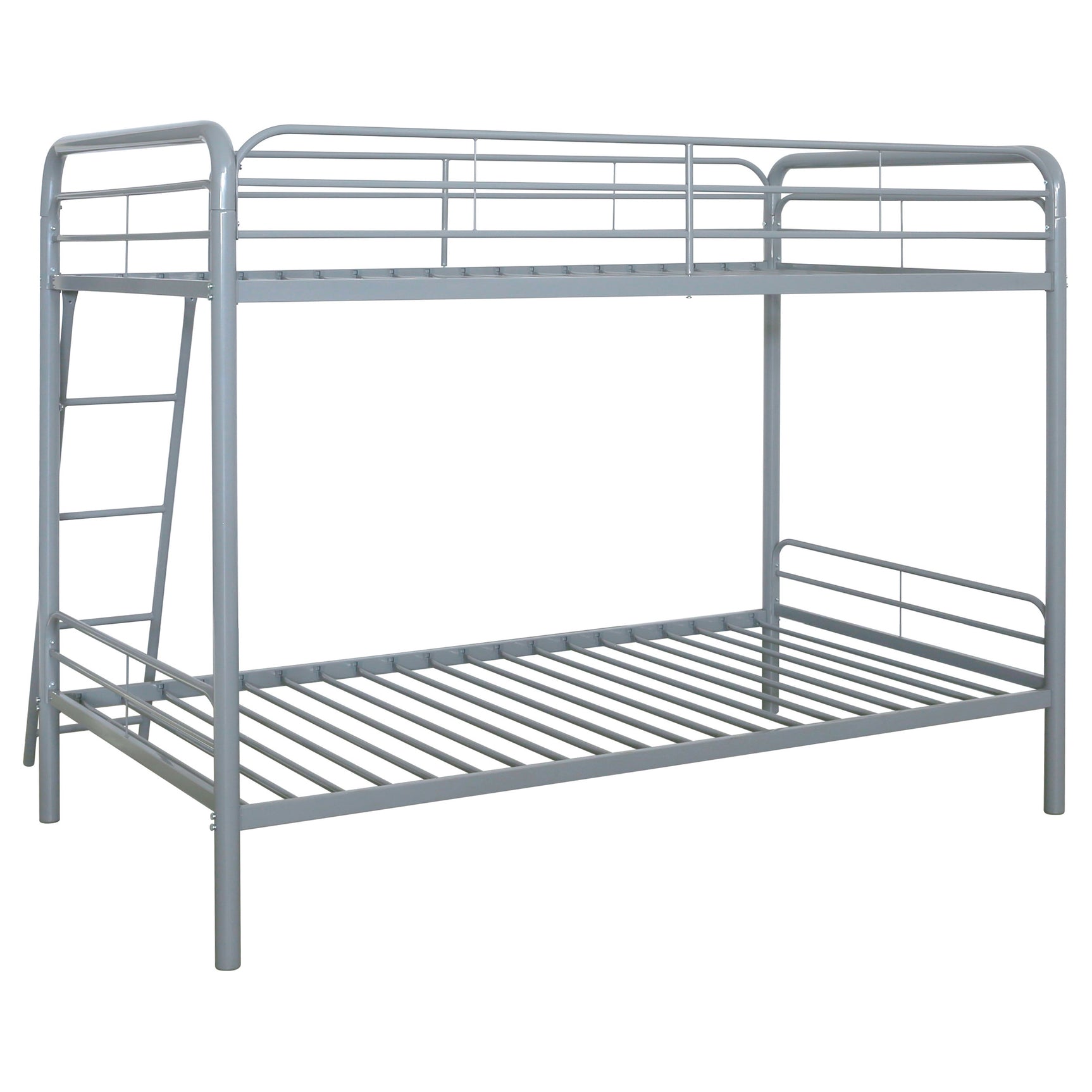 Carson Glossy Silver Metal Twin Over Twin Bunk Bed - Ornate Home