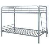 Carson Glossy Silver Metal Twin Over Twin Bunk Bed - Ornate Home