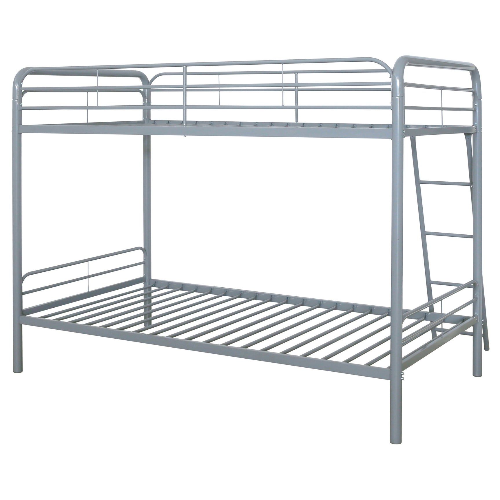 Carson Glossy Silver Metal Twin Over Twin Bunk Bed - Ornate Home