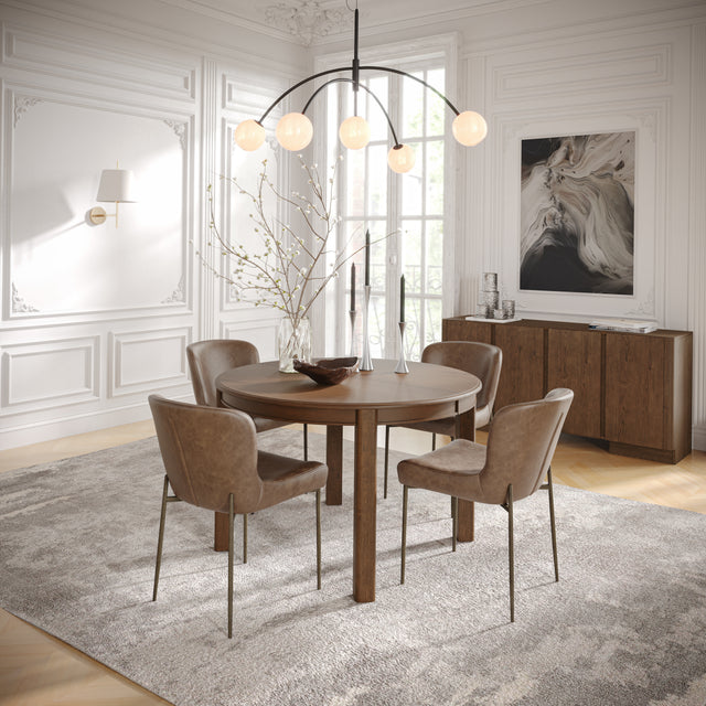 Carsons Oak Americano 65 Round to Oval Ext Dining Table with 4 Easley Chair - Ornate Home