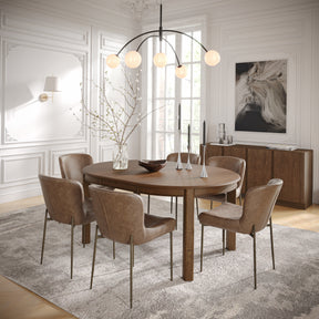 Carsons Oak Americano 65 Round to Oval Ext Dining Table with 6 Easley Chair - Ornate Home