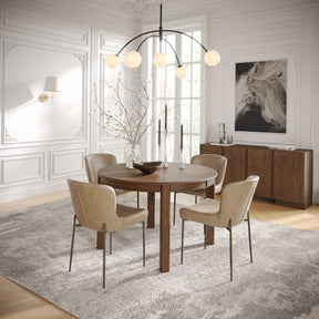 Carsons Oak Buff 65 Round to Oval Ext Dining Table with 4 Easley Chair - Ornate Home