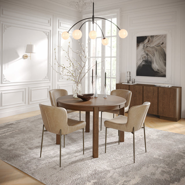 Carsons Oak Buff 65 Round to Oval Ext Dining Table with 4 Easley Chair - Ornate Home
