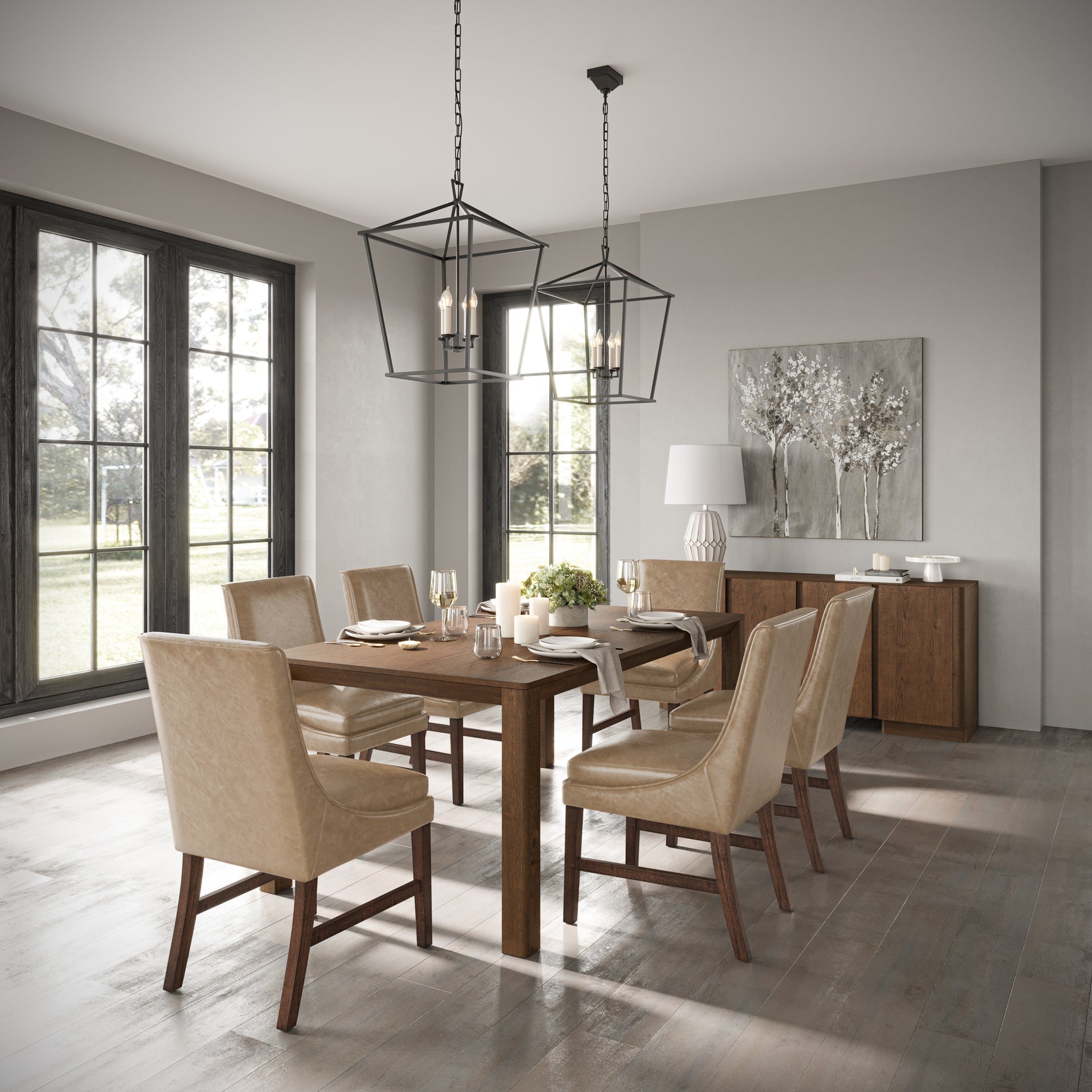 Carsons Oak Buff 72 Rect Dining Table with 6 Dining Chair - Ornate Home