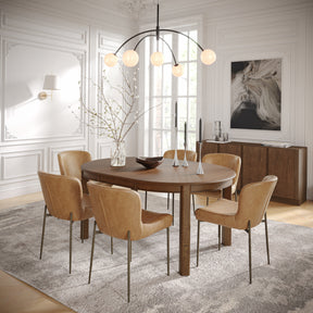 Carsons Oak Cognac 65 Round to Oval Ext Dining Table with 6 Easley Chair - Ornate Home