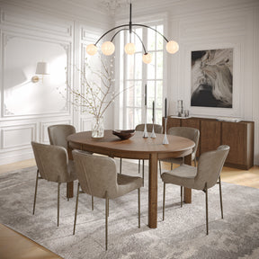 Carsons Oak Smoke 65 Round to Oval Ext Dining Table with 6 Easley Chair - Ornate Home