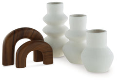 Carterworth White/Brown Accessory Set (Set of 5) - Ornate Home