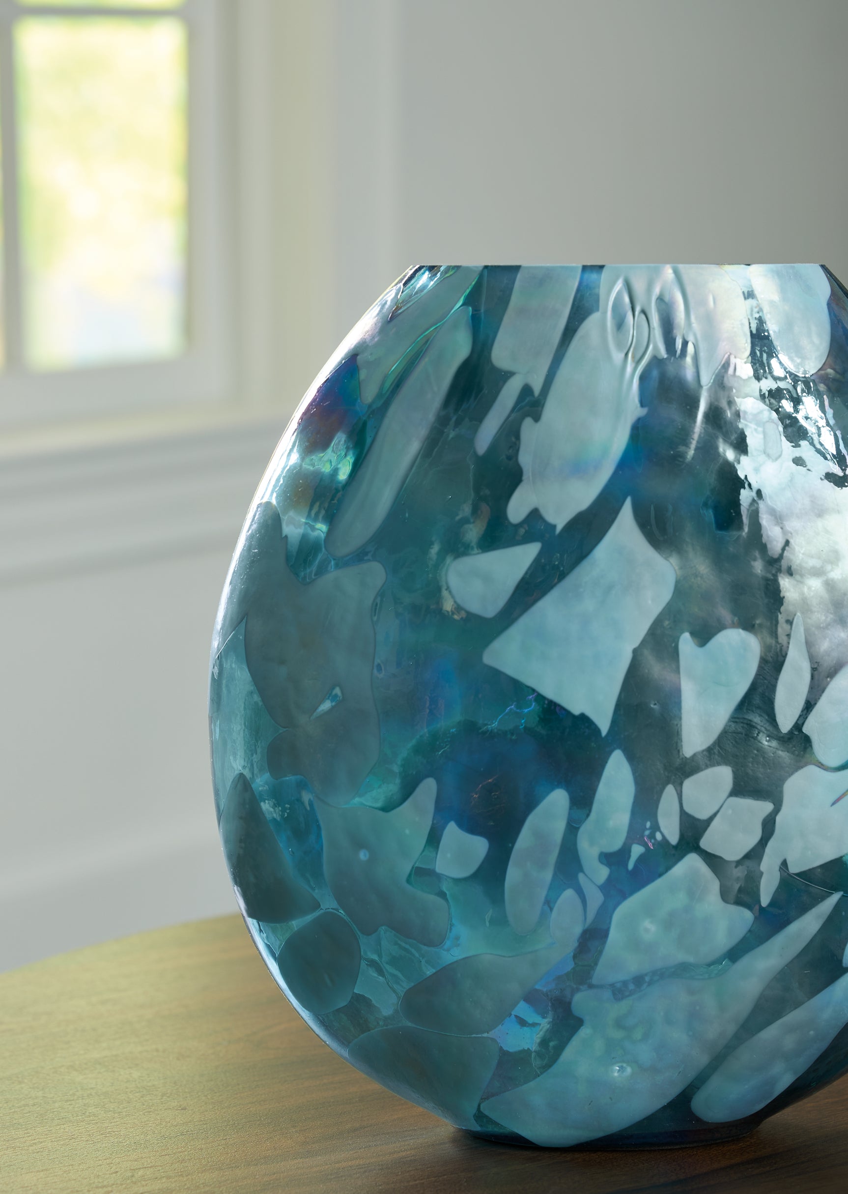 Cartshaw Iridescent Teal Vase - Ornate Home