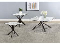Carvell Mirage White 3-piece Square Coffee and End Table Set - Ornate Home