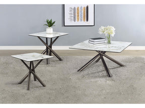 Carvell Mirage White 3-piece Square Coffee and End Table Set - Ornate Home