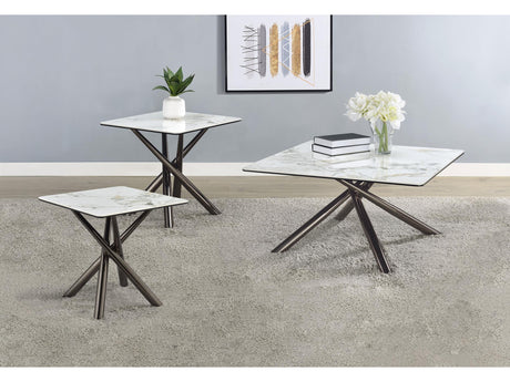Carvell Mirage White 3-piece Square Coffee and End Table Set - Ornate Home