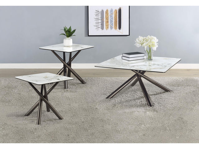 Carvell Mirage White 3-piece Square Coffee and End Table Set - Ornate Home