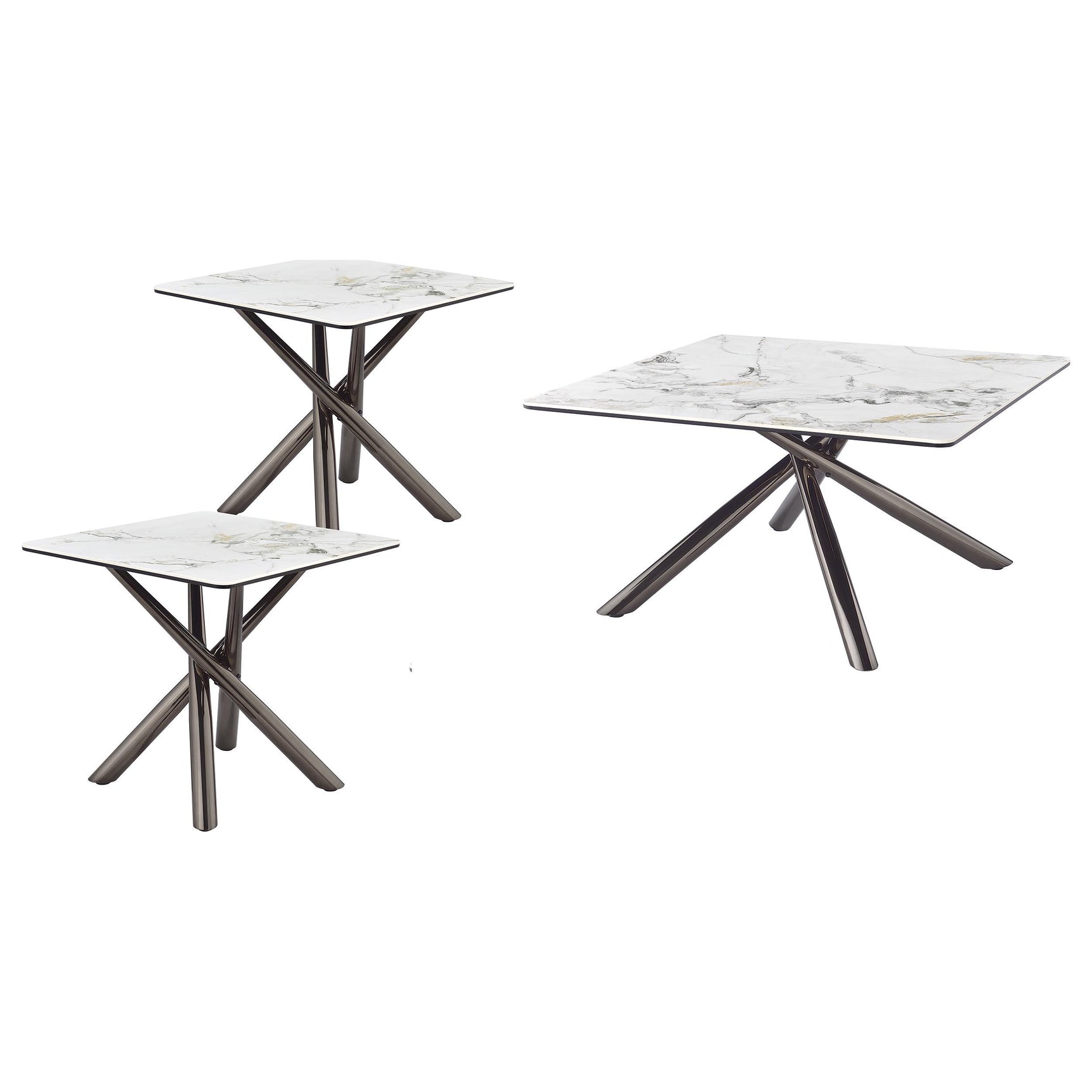 Carvell Mirage White 3-piece Square Coffee and End Table Set - Ornate Home