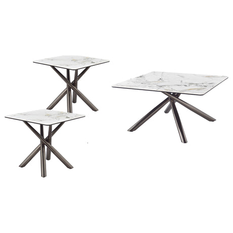 Carvell Mirage White 3-piece Square Coffee and End Table Set - Ornate Home