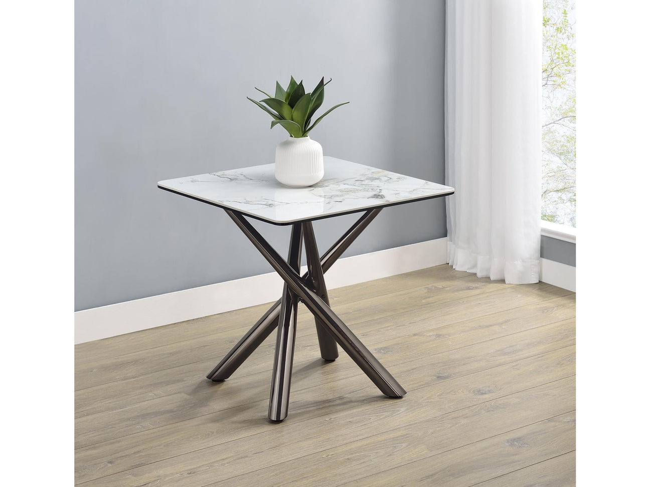 Carvell Mirage White Square Sintered Stone End Side Table - Ornate Home