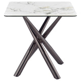 Carvell Mirage White Square Sintered Stone End Side Table - Ornate Home