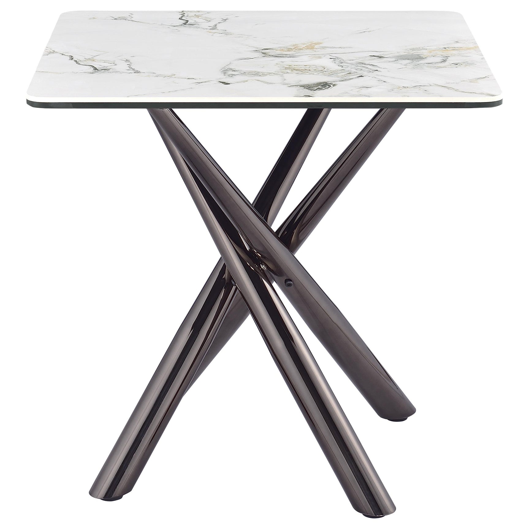 Carvell Mirage White Square Sintered Stone End Side Table - Ornate Home