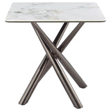 Carvell Mirage White Square Sintered Stone End Side Table - Ornate Home