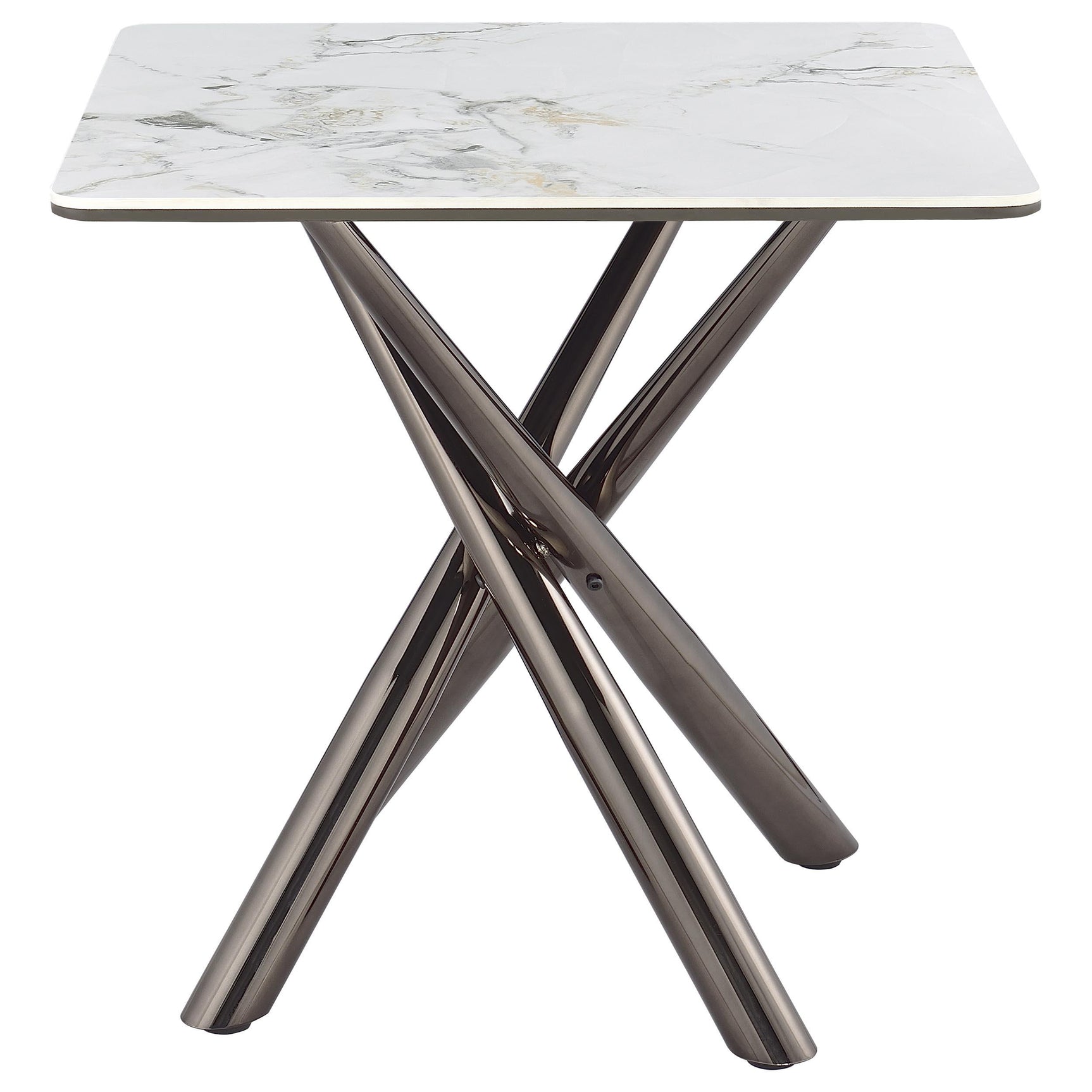 Carvell Mirage White Square Sintered Stone End Side Table - Ornate Home