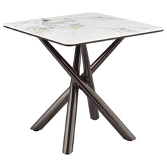 Carvell Mirage White Square Sintered Stone End Side Table - Ornate Home