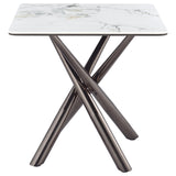 Carvell Mirage White Square Sintered Stone End Side Table - Ornate Home