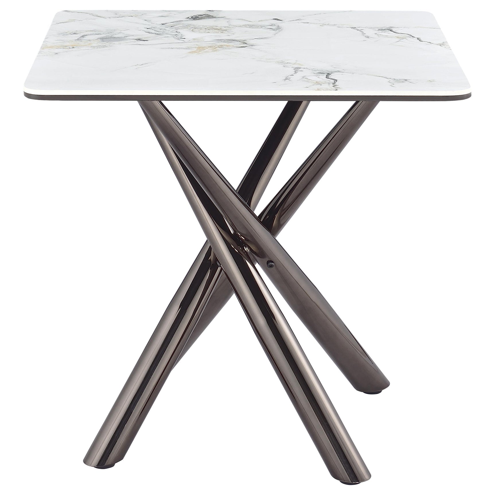 Carvell Mirage White Square Sintered Stone End Side Table - Ornate Home