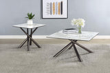 Carvell Mirage White Square Sintered Stone End Side Table - Ornate Home