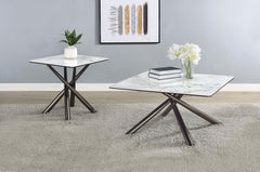 Carvell Mirage White Square Sintered Stone End Side Table - Ornate Home