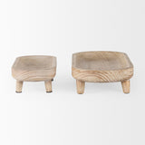 Carver Whitewash Oblong Wood Footed Trays (Set of 2) - Ornate Home