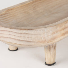 Carver Whitewash Oblong Wood Footed Trays (Set of 2) - Ornate Home