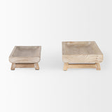 Carver Whitewash Rectangular Wood Trays (Set of 2) - Ornate Home