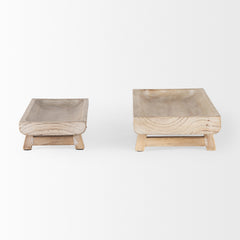Carver Whitewash Rectangular Wood Trays (Set of 2) - Ornate Home