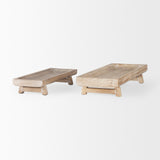 Carver Whitewash Rectangular Wood Trays (Set of 2) - Ornate Home