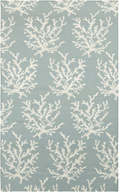 Carversville Ice Blue Botanical Wool Rug - Clearance - Ornate Home