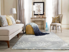 Carversville Ice Blue Botanical Wool Rug - Clearance - Ornate Home