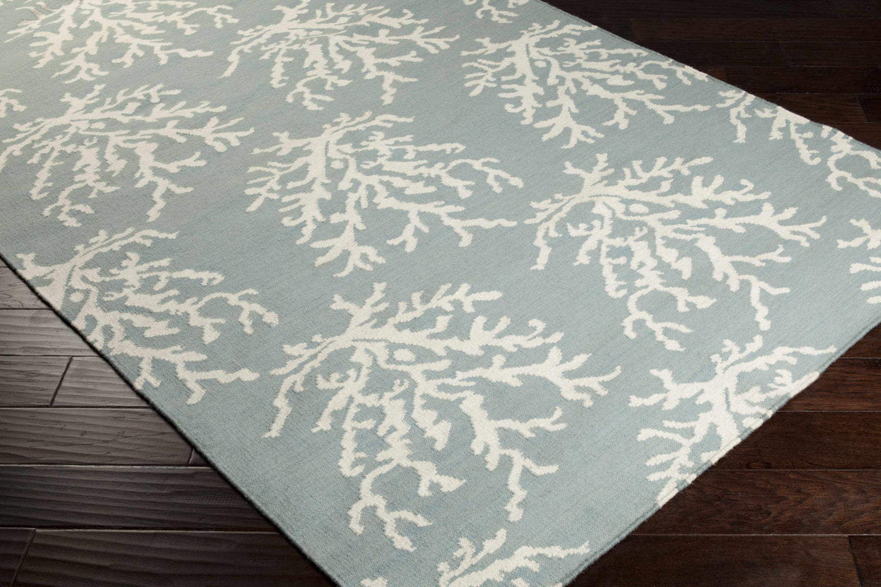 Carversville Ice Blue Botanical Wool Rug - Clearance - Ornate Home