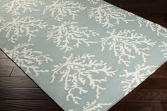 Carversville Ice Blue Botanical Wool Rug - Clearance - Ornate Home