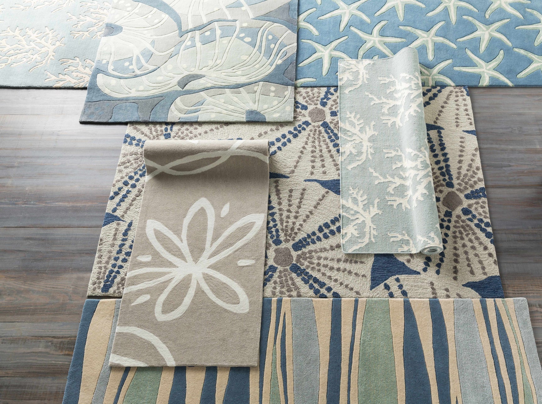 Carversville Ice Blue Botanical Wool Rug - Clearance - Ornate Home