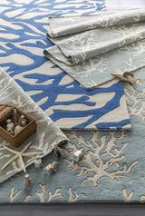 Carversville Ice Blue Botanical Wool Rug - Clearance - Ornate Home