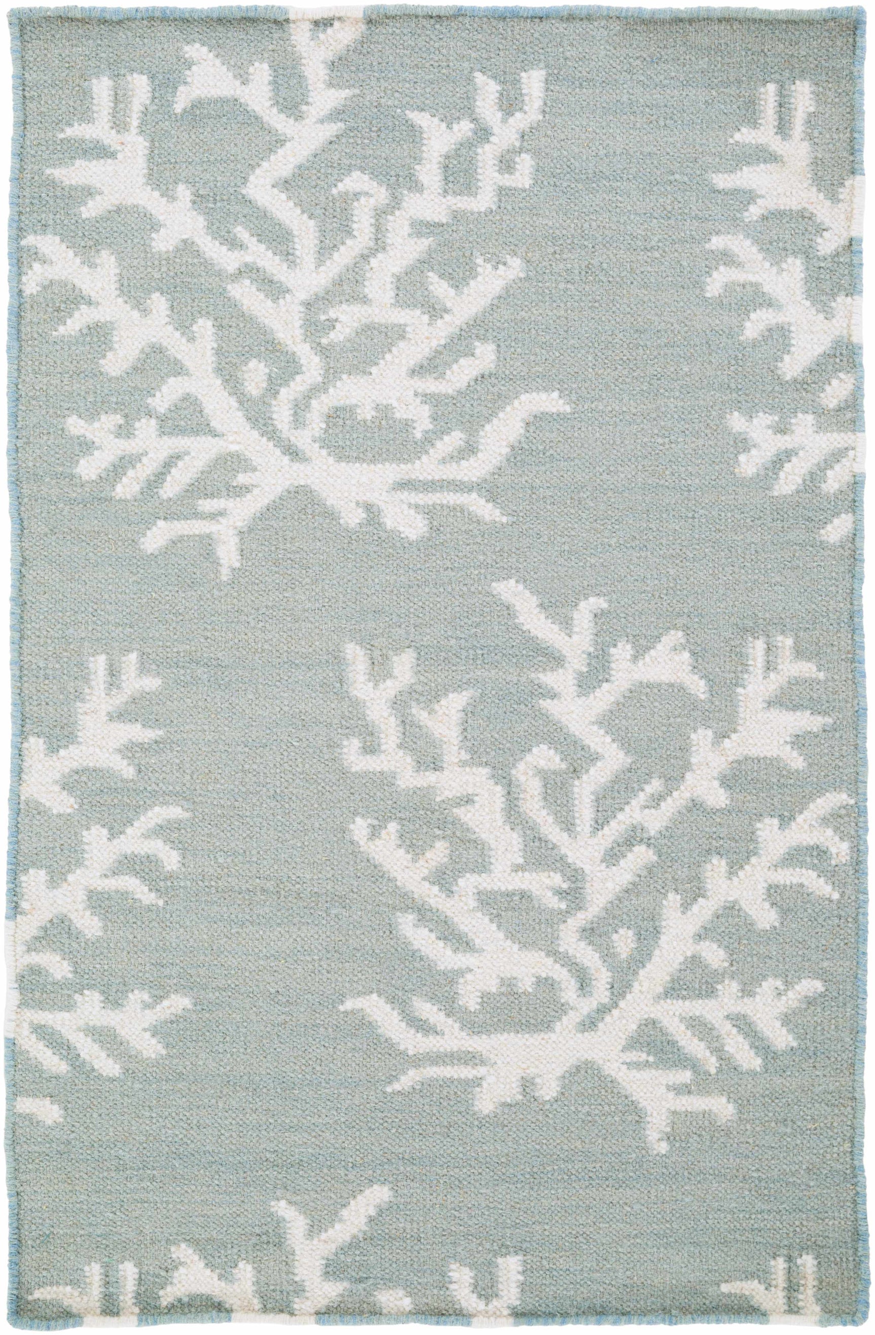 Carversville Ice Blue Botanical Wool Rug - Clearance - Ornate Home